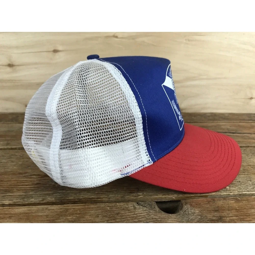 Vtg PBR Pabst Blue Ribbon Trucker Hat Snapback Mesh Beer Head To Toe Tag